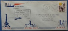Enveloppe 1ère liaison UAT Dakar-Casablanca par avion à réaction 1953