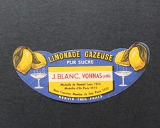 1912 Ancienne étiquette Limonade J. Blanc VONNAS Ain lemonade label