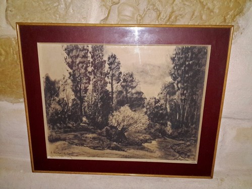 Tableau fusain auguste durand - auguste,