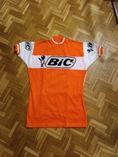 Rare Maillot Vintage Cyclisme Vélo Équipe Bic 70's Laine Acrylique M2