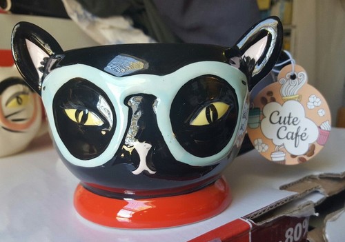 New cat coffee mug black - cat,