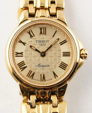 Superbe montre de dame modèle marquise vintage de Tissot à quartz métal doré