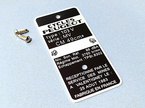 Plaque cadre peugeot 103 - cadre,