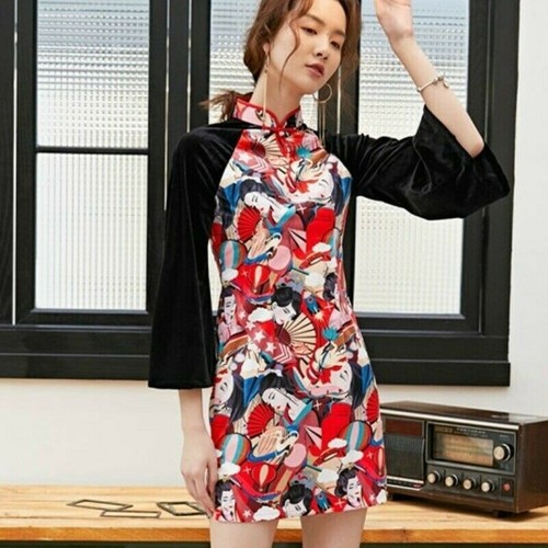 Femme fille velours - fille, qipao