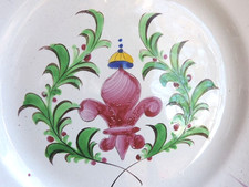 🟢 ANCIENNE ASSIETTE FAIENCE DES ISLETTES COURONNE FLEURS DE LYS les Islettes
