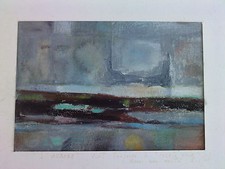 tableau / carton BODJOL soleil noir pastel ? craie ? painting ?Grandjean Walther