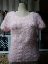Sublime Pull Angora Rose  ANNY BLATT tricoté main  taille  36  Neuf 
