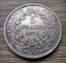 France  Pièce 5 Francs Hercule Argent, IIIe République - 1871 A Paris Très Rare 
