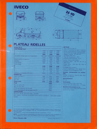 Iveco gamme daily - gamme, plateau