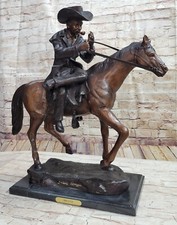 Frederick Remington Européenne Bronze Sculpture Signée Western Cheval Cowboy