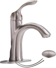 Bathroom Faucet Single Handle Brushed Nickel One Hole Sink Satin Bath with Pop u