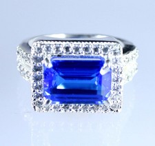 Naturel Tanzanite Bleue 9.08 CT / 12 MM Émeraude Coupe Gemme Certifié Bague