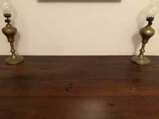 paire d'ancienne lampe pigeon en laiton 19°