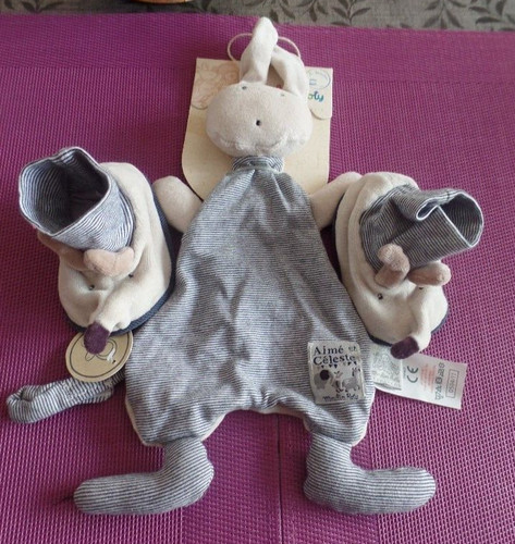T6n doudou plat lapin - lapin, gris