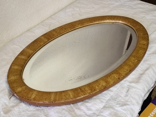 Ancien miroir ovale cadre bois - ancien,
