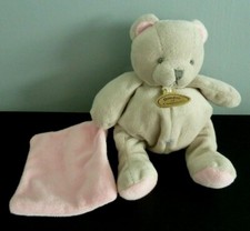 *. DOUDOU ET COMPAGNIE PELUCHE OURS BONBON GRIS MOUCHOIR ROSE BILLES NEUF*