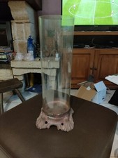  ancien photophore, porte bougie en verre et fonte