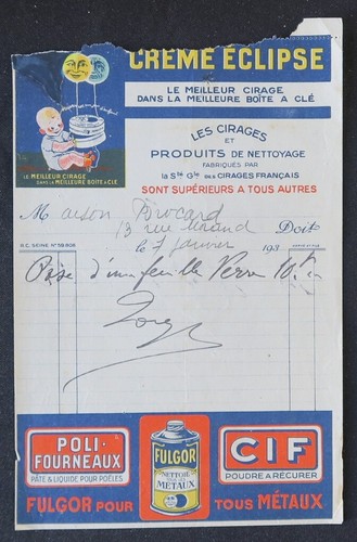 Facture 1930 creme eclipse cif - facture,