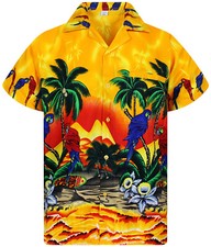 Funky Chemise Hawaïenne Parrot Jaune 