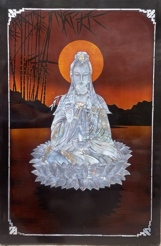 Tableau panneau laque 20ème - tableau,