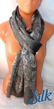 Lumineuse Écharpe Collection Homme, Femme, Soie Couleur Unie Noir Argenté