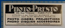 PHOTO PRESTO Appareils photo   publicité 1932 advert 