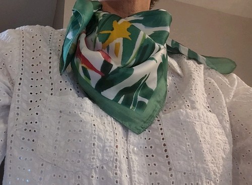Foulard carré effet - soie, vert