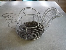 PANIER POULE EN METAL A OEUFS - 2 ANSES - Long: 41 cm