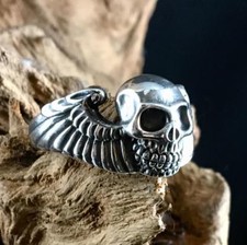 Bague Tête de Mort Ailes .925