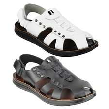 Hommes Noir Sangle Cuir Blanc Sandales Gladiateur Été Plage Marche Mules Shoe