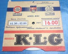 disque stationnement BOUGIES KLG K.L.G ville PARIS VINTAGE (6 en stocks) pub