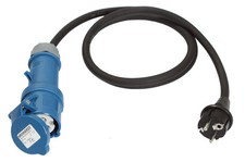 Comme - Schwabe 60486 Câble Adaptateur 1,5m, Noir, 1,5m H07RN-F 3G2,5 Caravane