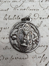 Médaille CALICE FLEURS argent massif religion silver catholic medal
