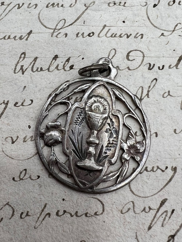Médaille calice fleurs argent - calice,