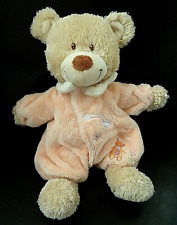 71. DOUDOU PELUCHE TEX CARREFOUR OURS pyjama orange blanc papillon 26cm ET NEUF*