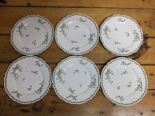 6 assiettes à dessert hors d'œuvre en porcelaine de Limoges décor aux barbeaux