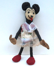 Walt Disney Mickey Tirant la Langue Feutre et Tissu 22Cm circa 1930 Germany ?