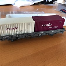 ELECTROTREN HO 1425K : WAGON PLAT RENFE PORTE CONTAINER EN BOÎTE