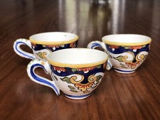 3 TASSES MINIATURES FAÏENCE XIX è DÉCOR ROUEN RAYONNANT