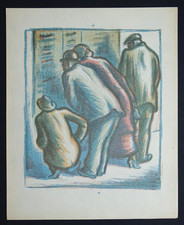 Jan RAMBOUSEK belle Lithographie originale de 1925 Dans la rue goût Nabis Ibels