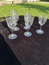 BELLE SERIE DE 6 VERRES A EAU GRAVES EN CRISTAL DE BACCARAT MODELE BEAUHARNAIS