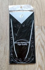 Lot de 2 paires d'aiguilles circulaires n°3 et n°3.5 métal 80cm