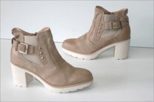 NERO GIARDINI Bottines Boots Cuir Beige Doublées Cuir T 36 ETAT NEUF 