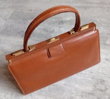 Rare sac à main vintage en cuir de pécari marron vintage   femme