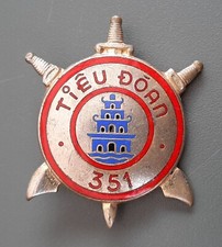Insigne 351° TD Indochine TIEU DOAN Vietnam 1950 Gendarmerie ORIGINAL BADGE
