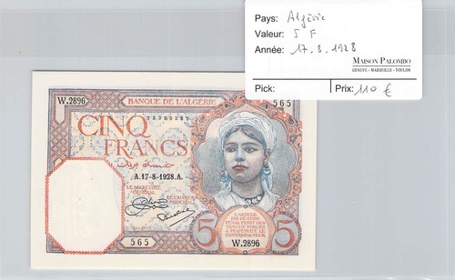 Billet algerie 5 - algerie, francs