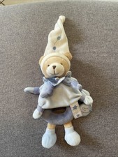 doudou et compagnie hochet ours PETIT CHOU bleu bonnet blanc étoiles