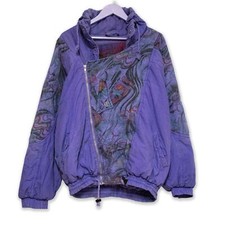 Veste De Ski/Snowboard Vintage Violet À Motif Abstrait Années 80 90 - Taille M