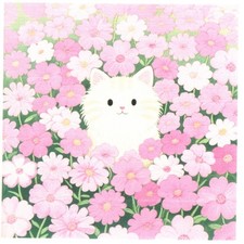 ♫ Serviettes en papier chat dans fleurs roses. Napkins cat in pink flowers ♫