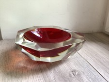 FLAVIO POLI MURANO VIDE POCHE DIAMANT SOMMERSO VINTAGE 1970 ITALY VERRE ROUGE